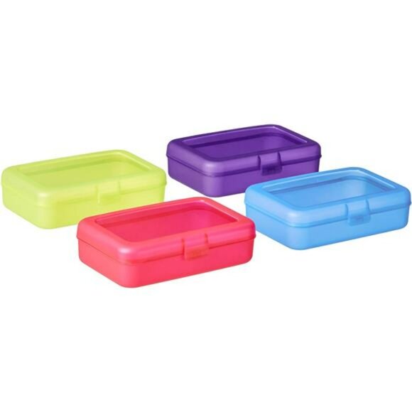 Set of 4 Plastic Pencil Boxes Large School Supply Case Student Office Organizer - Picture 5 of 8